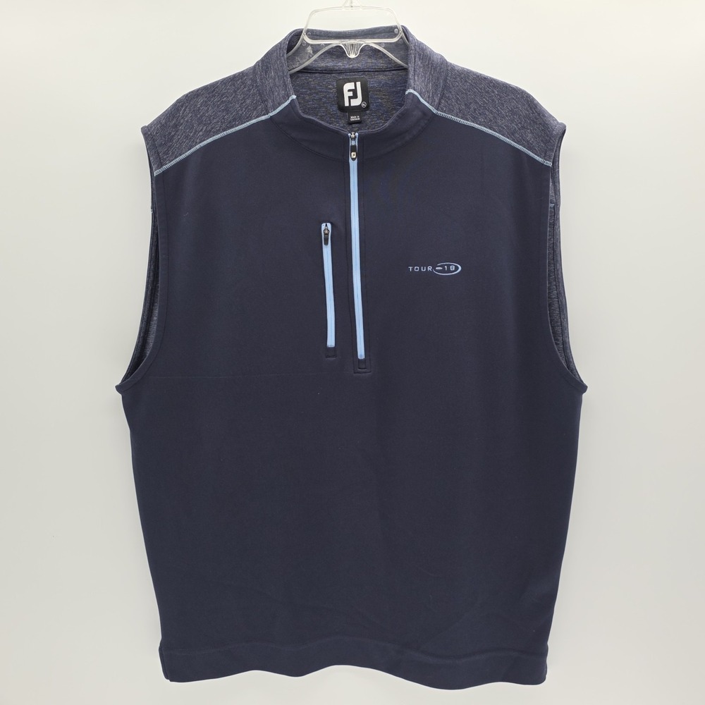 FootJoy Golf Vest Mens XL Navy Blue Half Zip Performance Sleeveless Tour 18